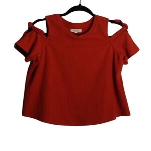 MADEWELL Cold Shoulder Skylark Cotton Blend Red Swing Top Size XS